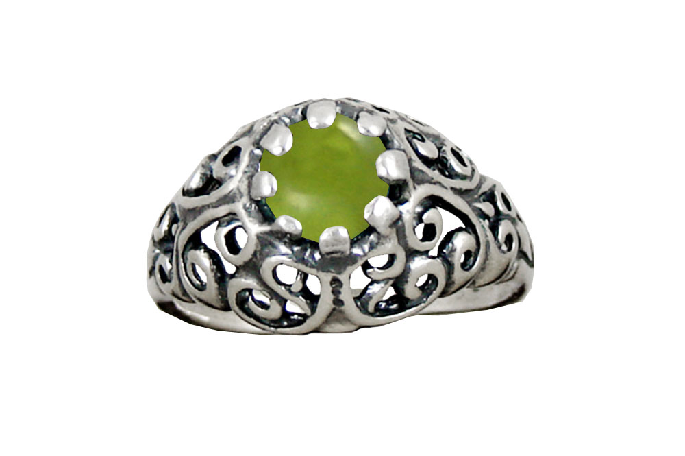 Sterling Silver Filigree Ring With Peridot Size 6